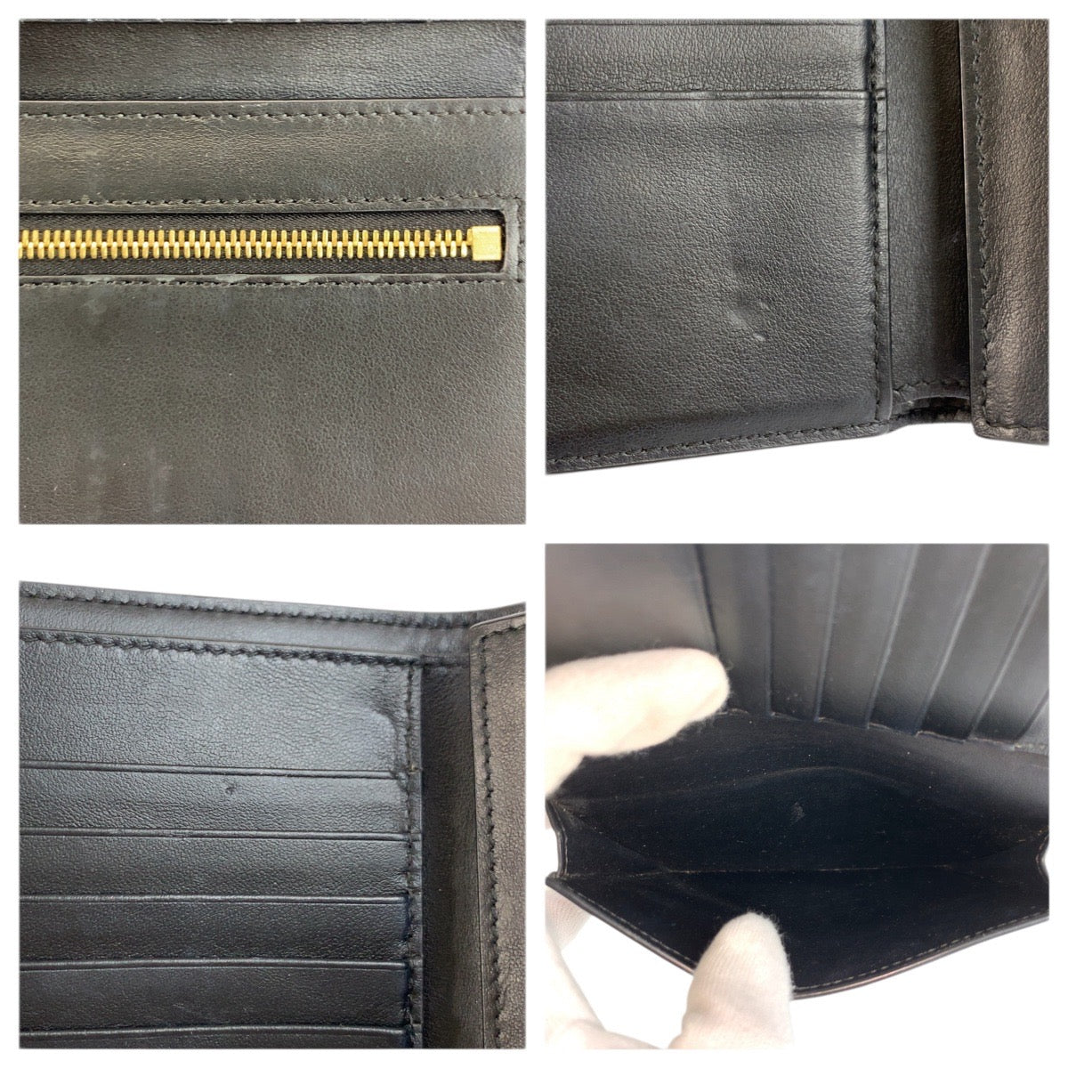23503
CELINE セリーヌ ミディアムストラップウォレット ブラック 黒 レザー 折り財布 コンパクトウォレット レディース ABP28
