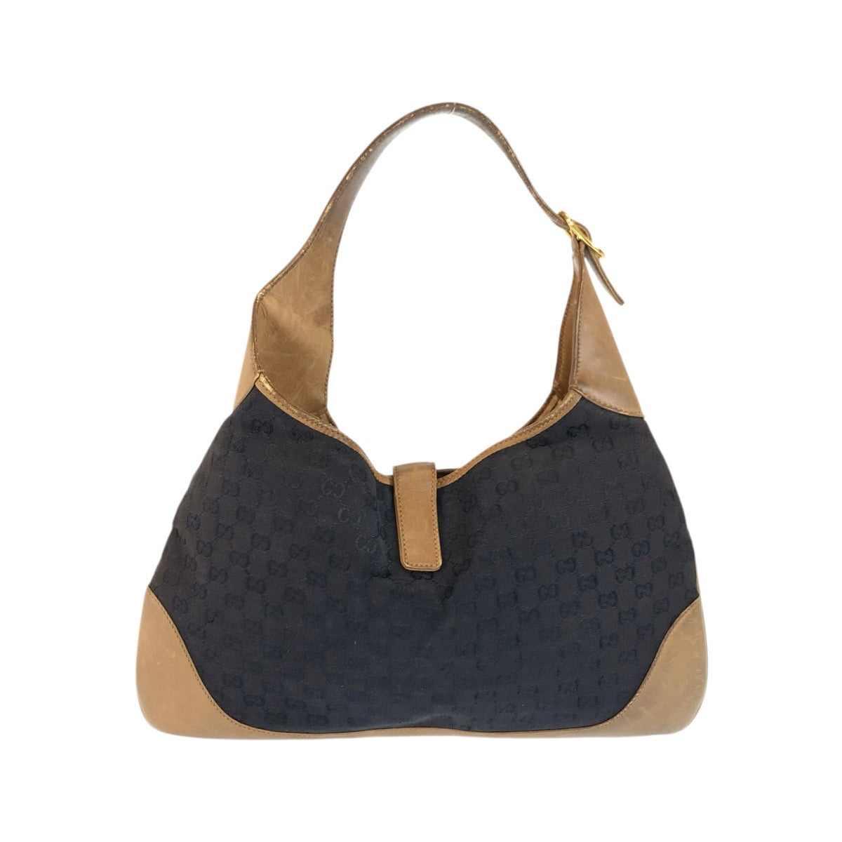 23505
GUCCI グッチ シェリーライン ブラック ブラウン ゴールド金具 GGキャンバス / レザー ショルダーバッグ ホーボー レディース AB35
