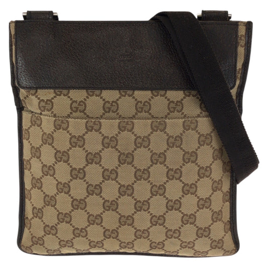 23506
GUCCI グッチ ベージュ ダークブラウン GGキャンバス / レザー 27639 ショルダーバッグ ポシェット レディース AB30