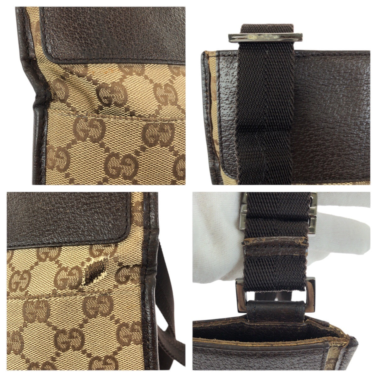23506
GUCCI グッチ ベージュ ダークブラウン GGキャンバス / レザー 27639 ショルダーバッグ ポシェット レディース AB30