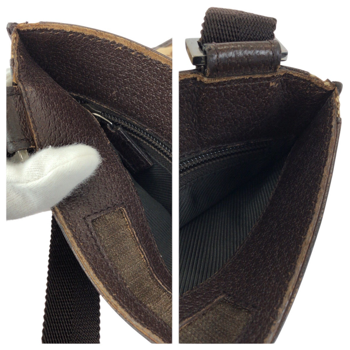 23506
GUCCI グッチ ベージュ ダークブラウン GGキャンバス / レザー 27639 ショルダーバッグ ポシェット レディース AB30
