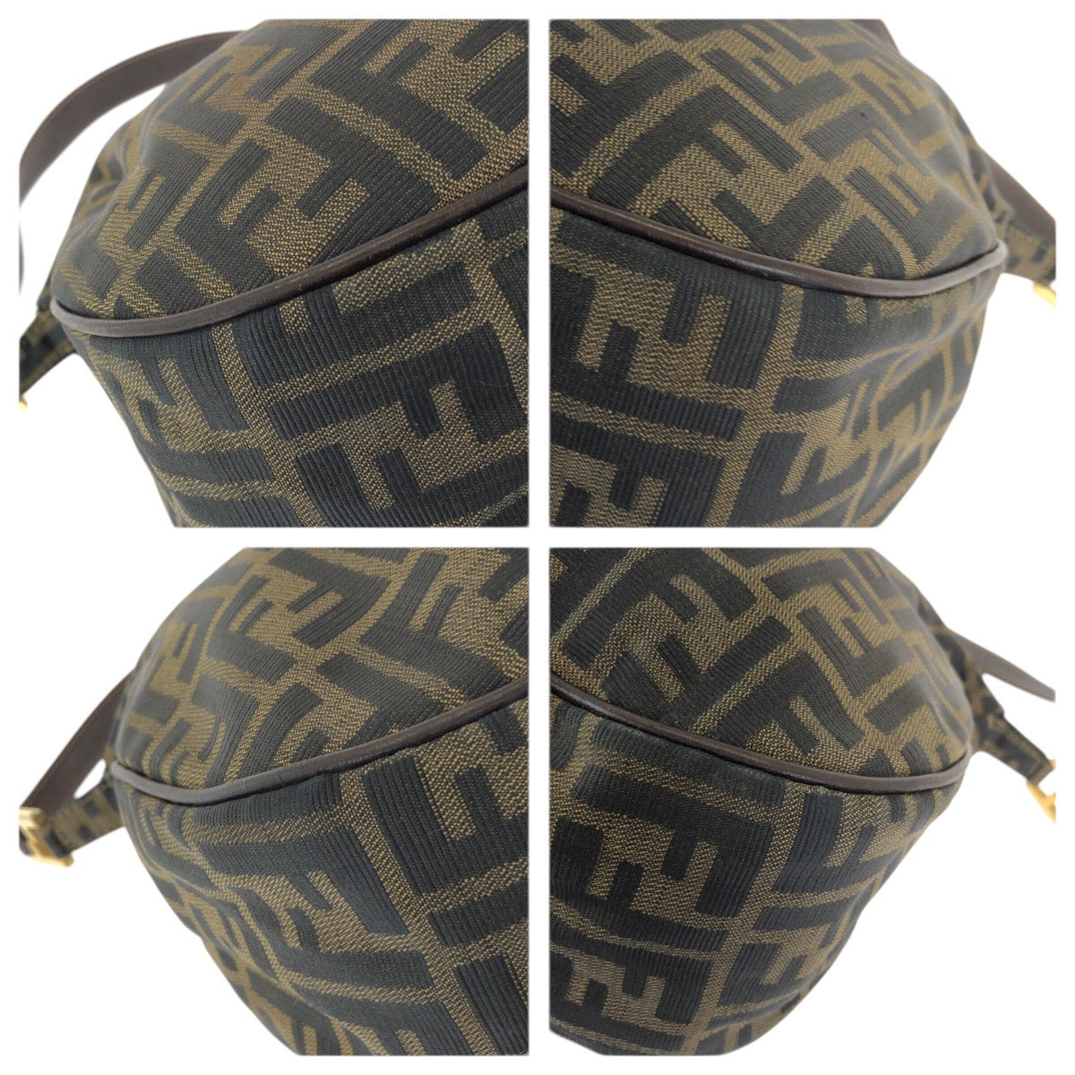 23508
FENDI フェンディ ズッカ ダークブラウン ゴールド金具 キャンバス / レザー ショルダーバッグ メッセンジャーバッグ レディース AB35