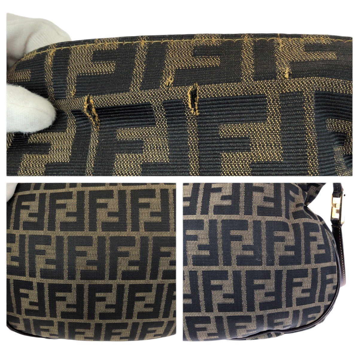 23508
FENDI フェンディ ズッカ ダークブラウン ゴールド金具 キャンバス / レザー ショルダーバッグ メッセンジャーバッグ レディース AB35
