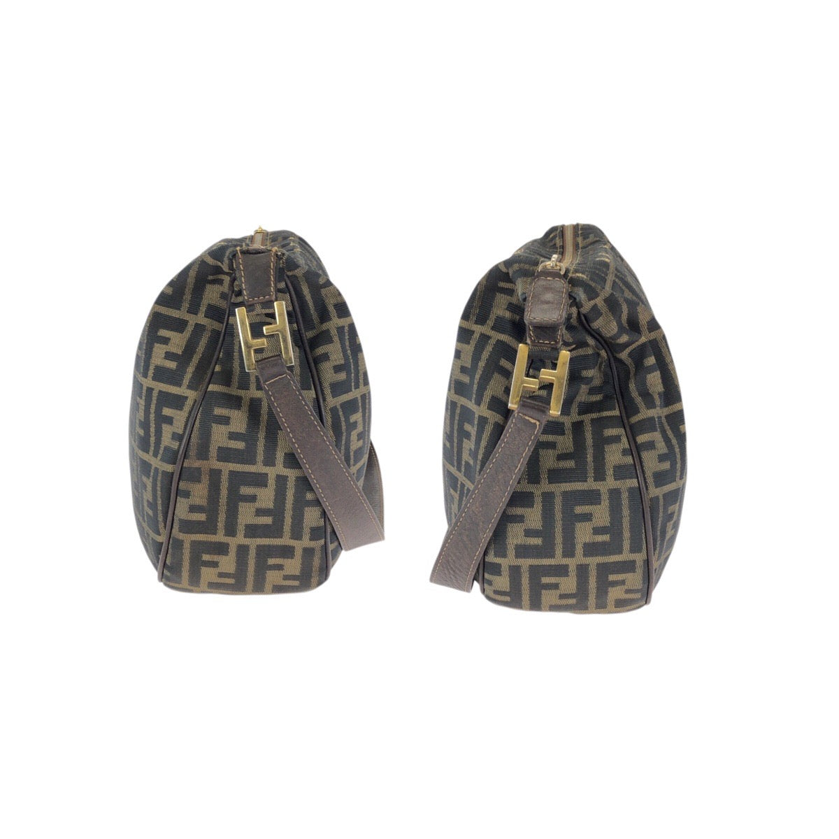 23508
FENDI フェンディ ズッカ ダークブラウン ゴールド金具 キャンバス / レザー ショルダーバッグ メッセンジャーバッグ レディース AB35