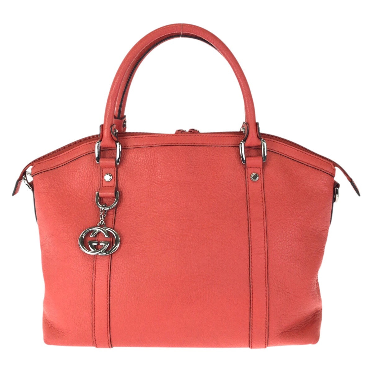 23509
GUCCI グッチ インターロッキング オレンジ ピンク ガンメタ金具 レザー 341503 トートバッグ ハンドバッグ レディース ABP42