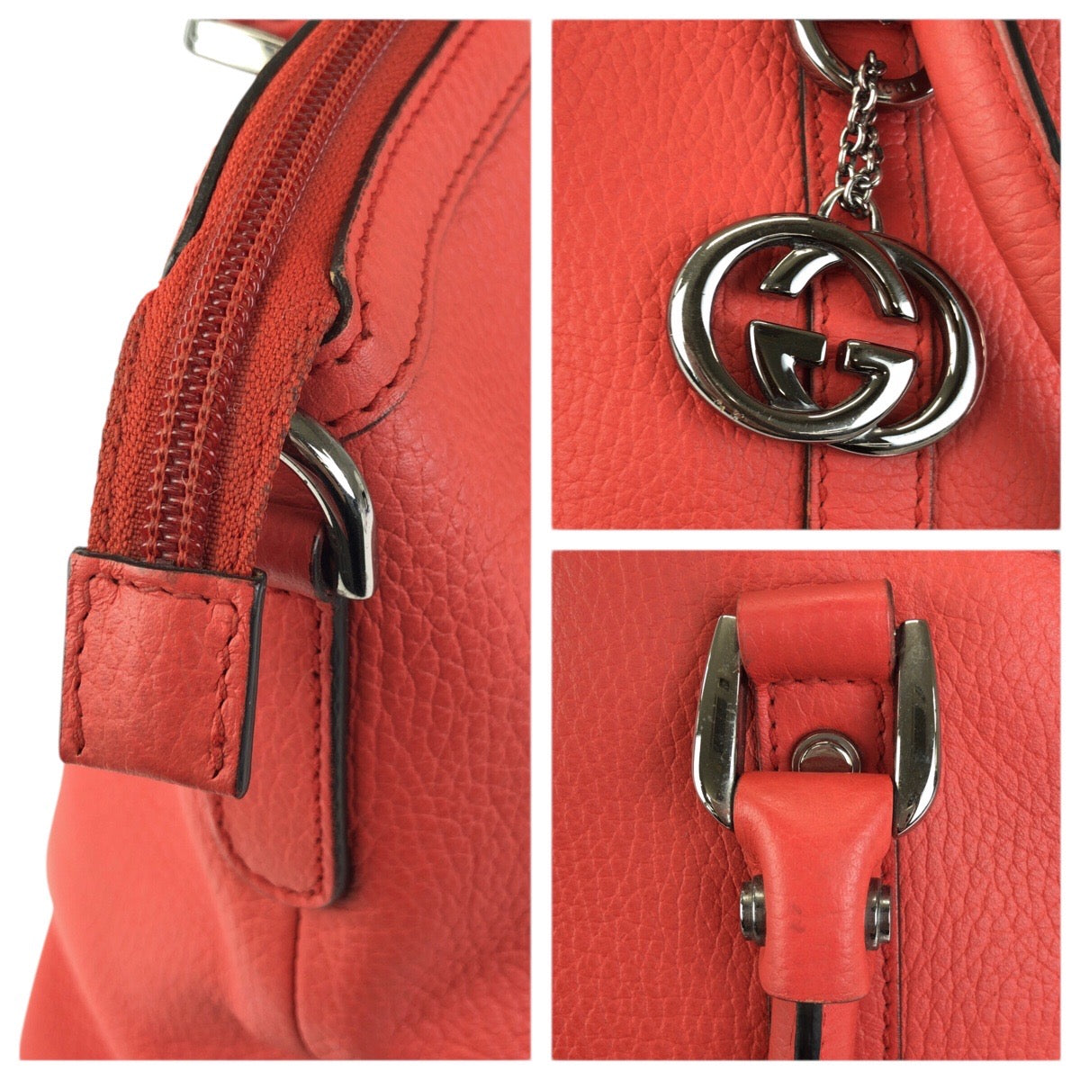 23509
GUCCI グッチ インターロッキング オレンジ ピンク ガンメタ金具 レザー 341503 トートバッグ ハンドバッグ レディース ABP42