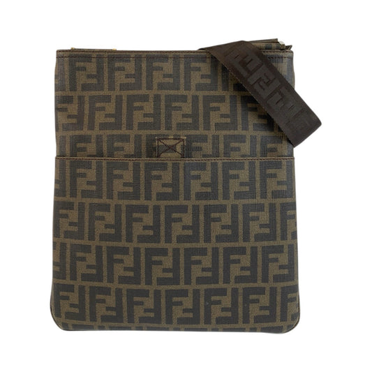23514
FENDI フェンディ ズッカ ブラウン ゴールド金具 PVC 7VA207-UZD ショルダーバッグ ポシェット メンズ A52