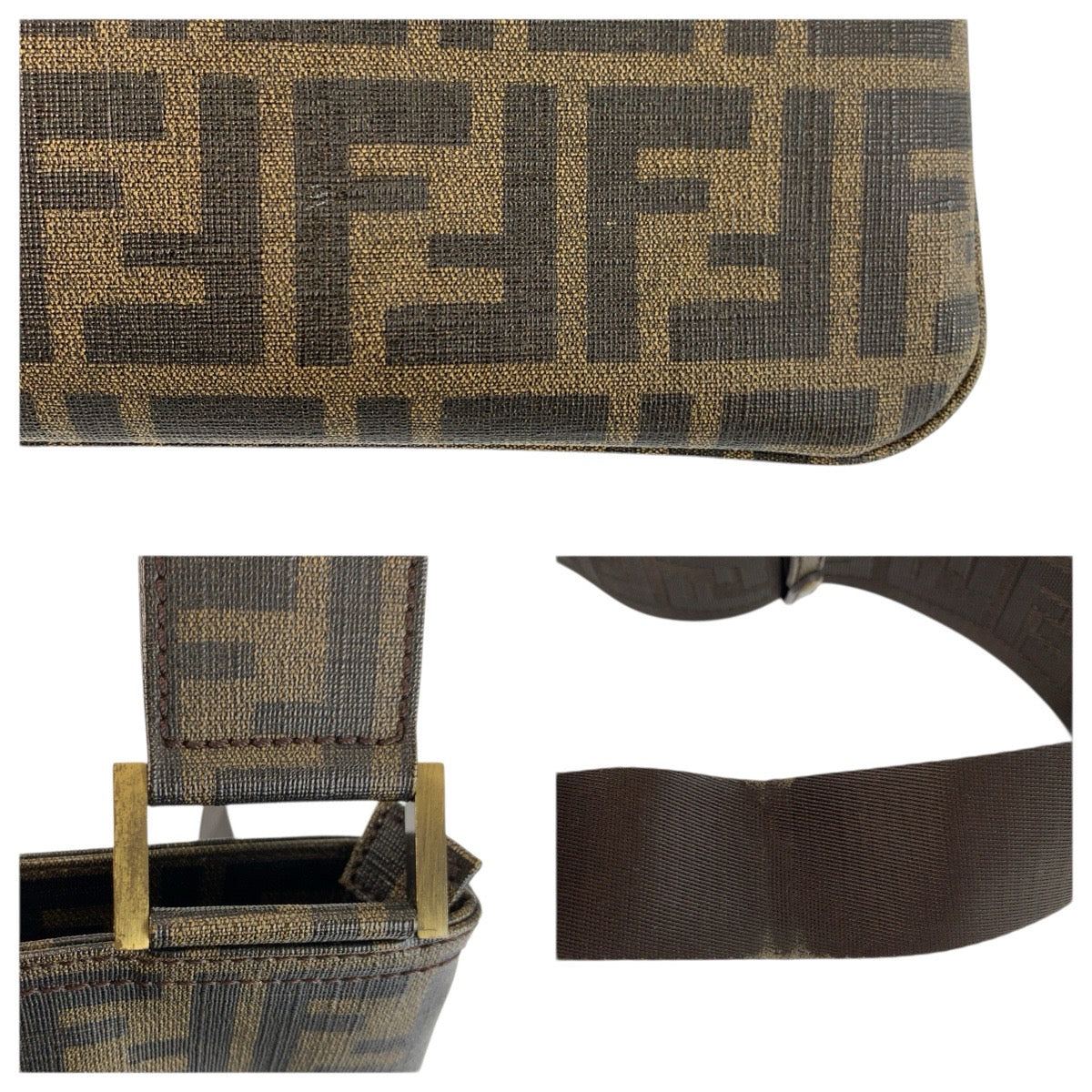 23514
FENDI フェンディ ズッカ ブラウン ゴールド金具 PVC 7VA207-UZD ショルダーバッグ ポシェット メンズ A52