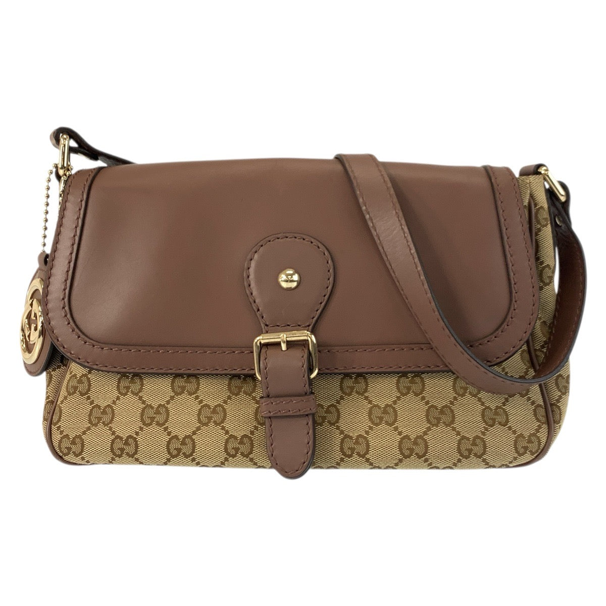 23515
GUCCI グッチ スーキー ブラウン ベージュ ゴールド金具 GGキャンバス / レザー 308452 ショルダーバッグ ポシェット レディース ABP82