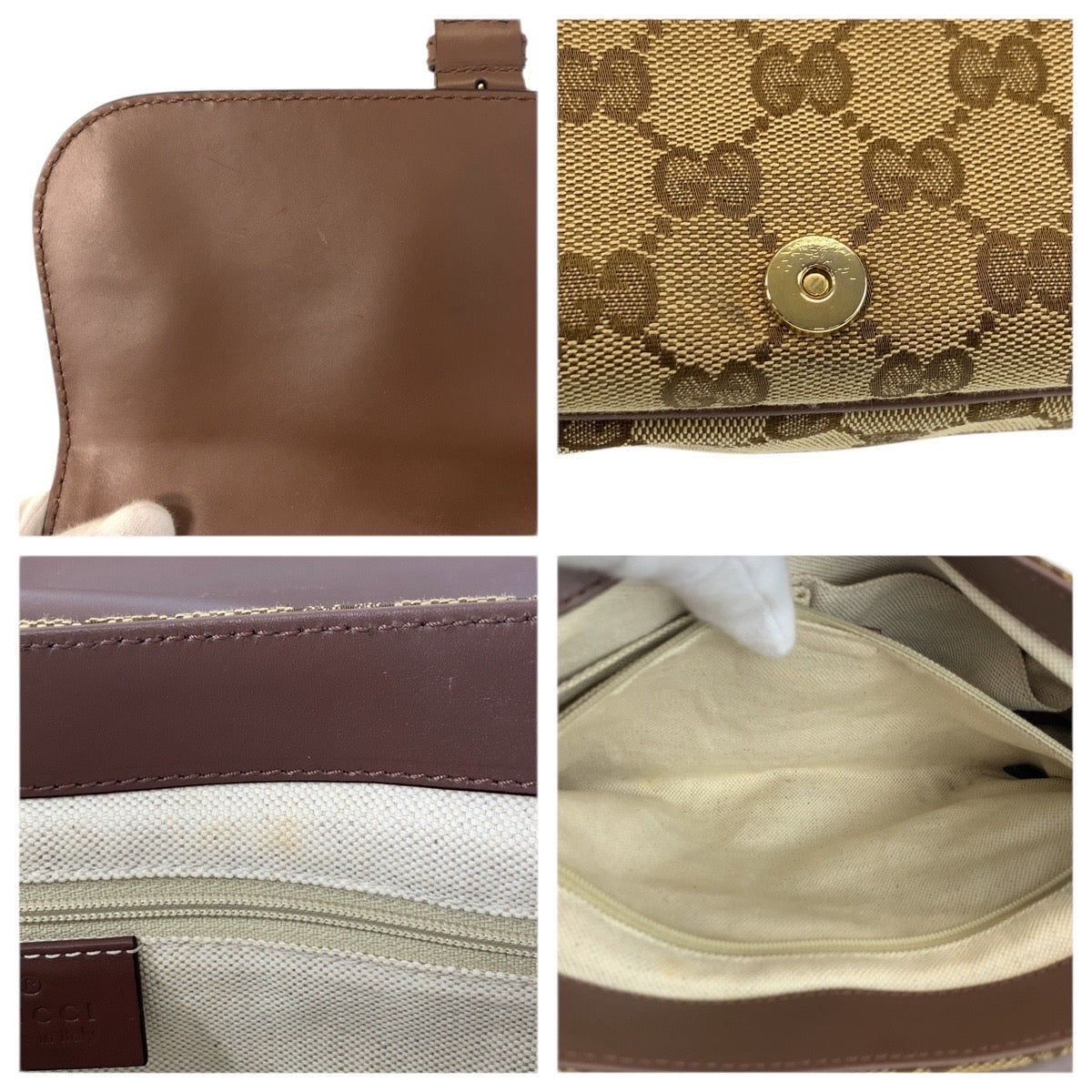 23515
GUCCI グッチ スーキー ブラウン ベージュ ゴールド金具 GGキャンバス / レザー 308452 ショルダーバッグ ポシェット レディース ABP82