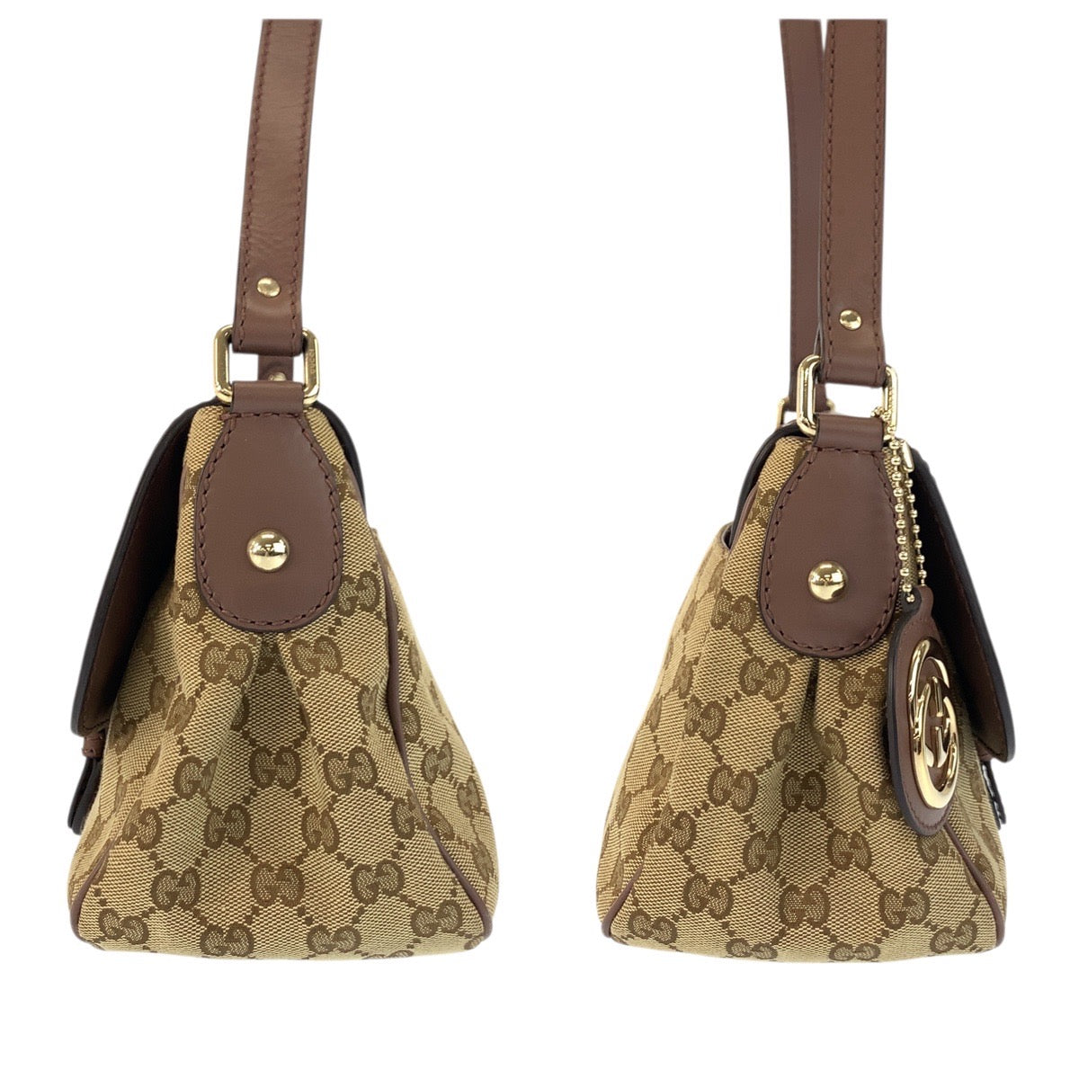 23515
GUCCI グッチ スーキー ブラウン ベージュ ゴールド金具 GGキャンバス / レザー 308452 ショルダーバッグ ポシェット レディース ABP82