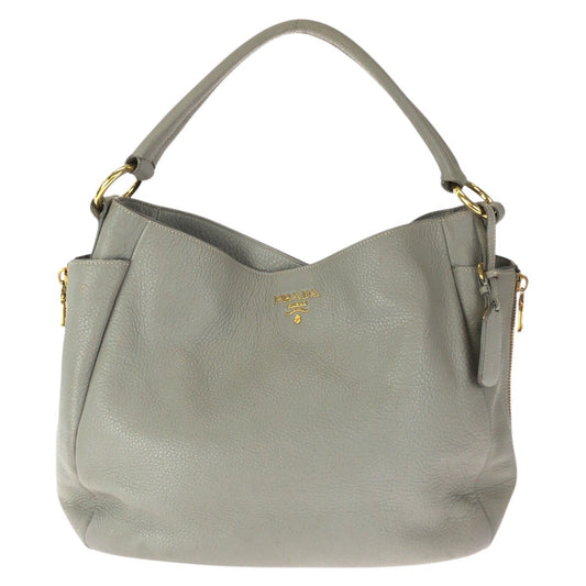 23516
PRADA プラダ ヴィッテロ ダイノ ライトグレー ゴールド金具 レザー ホーボー ショルダーバッグ ハンドバッグ レディース ABP60