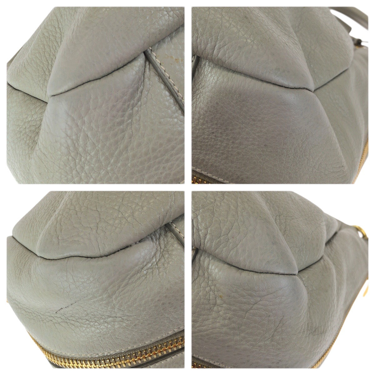 23516
PRADA プラダ ヴィッテロ ダイノ ライトグレー ゴールド金具 レザー ホーボー ショルダーバッグ ハンドバッグ レディース ABP60