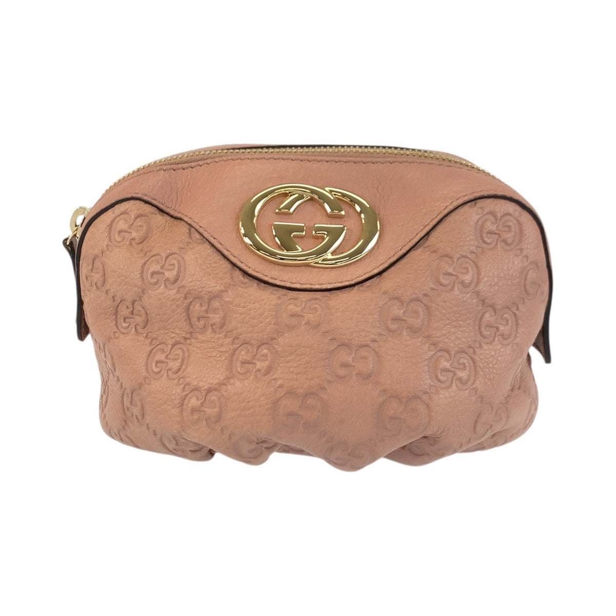 23517
GUCCI グッチ グッチシマ インターロッキング ピンク ゴールド金具 レザー 308631 ポーチ 化粧ポーチ レディース A28