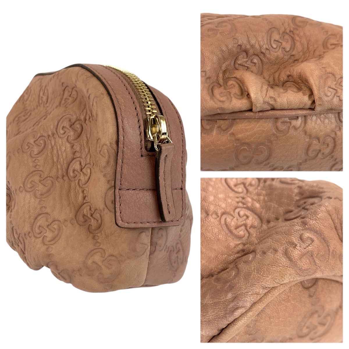 23517
GUCCI グッチ グッチシマ インターロッキング ピンク ゴールド金具 レザー 308631 ポーチ 化粧ポーチ レディース A28