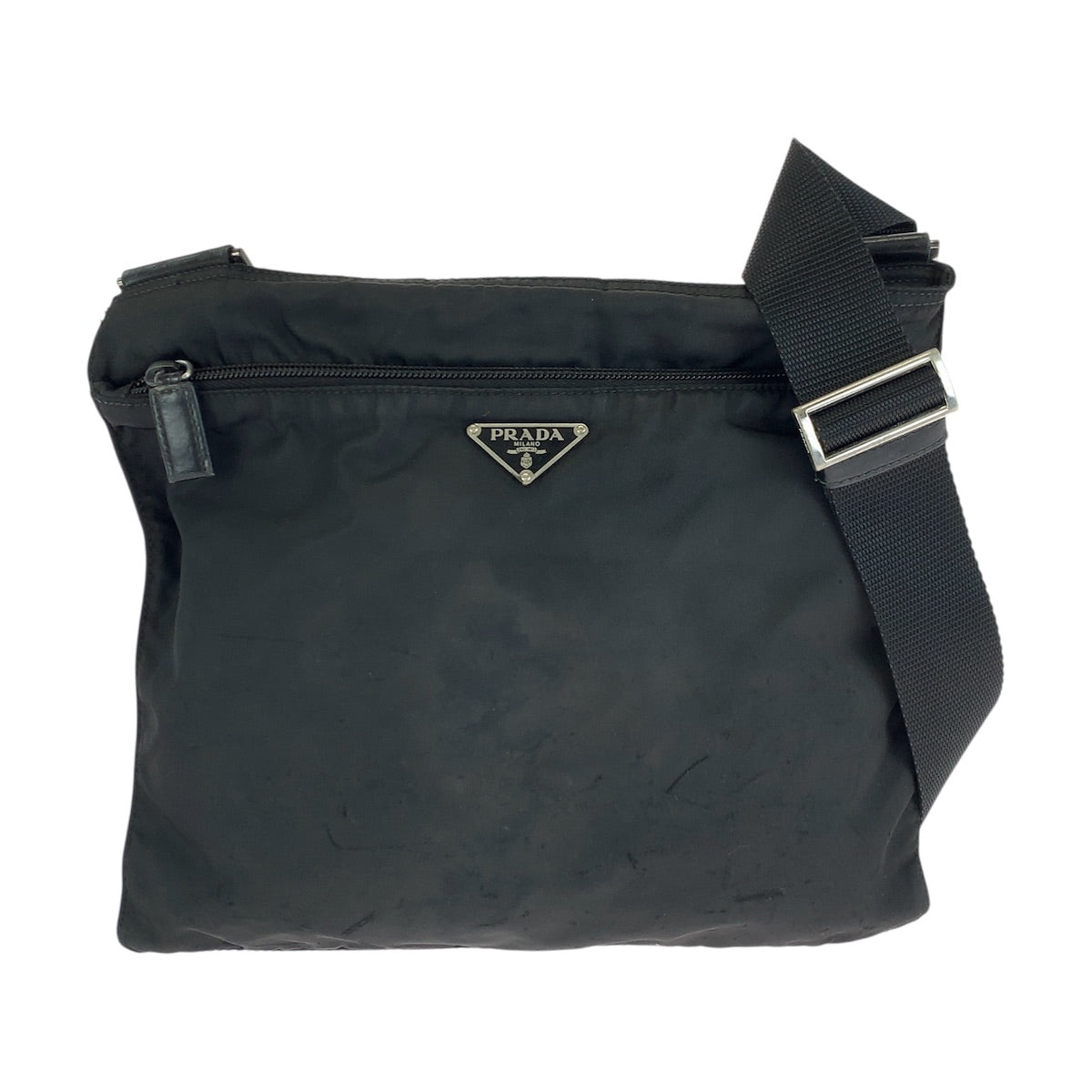 23519
PRADA プラダ テスート 三角ロゴプレート ブラック 黒 シルバー金具 ナイロン ショルダーバッグ メッセンジャーバッグ レディース AB30