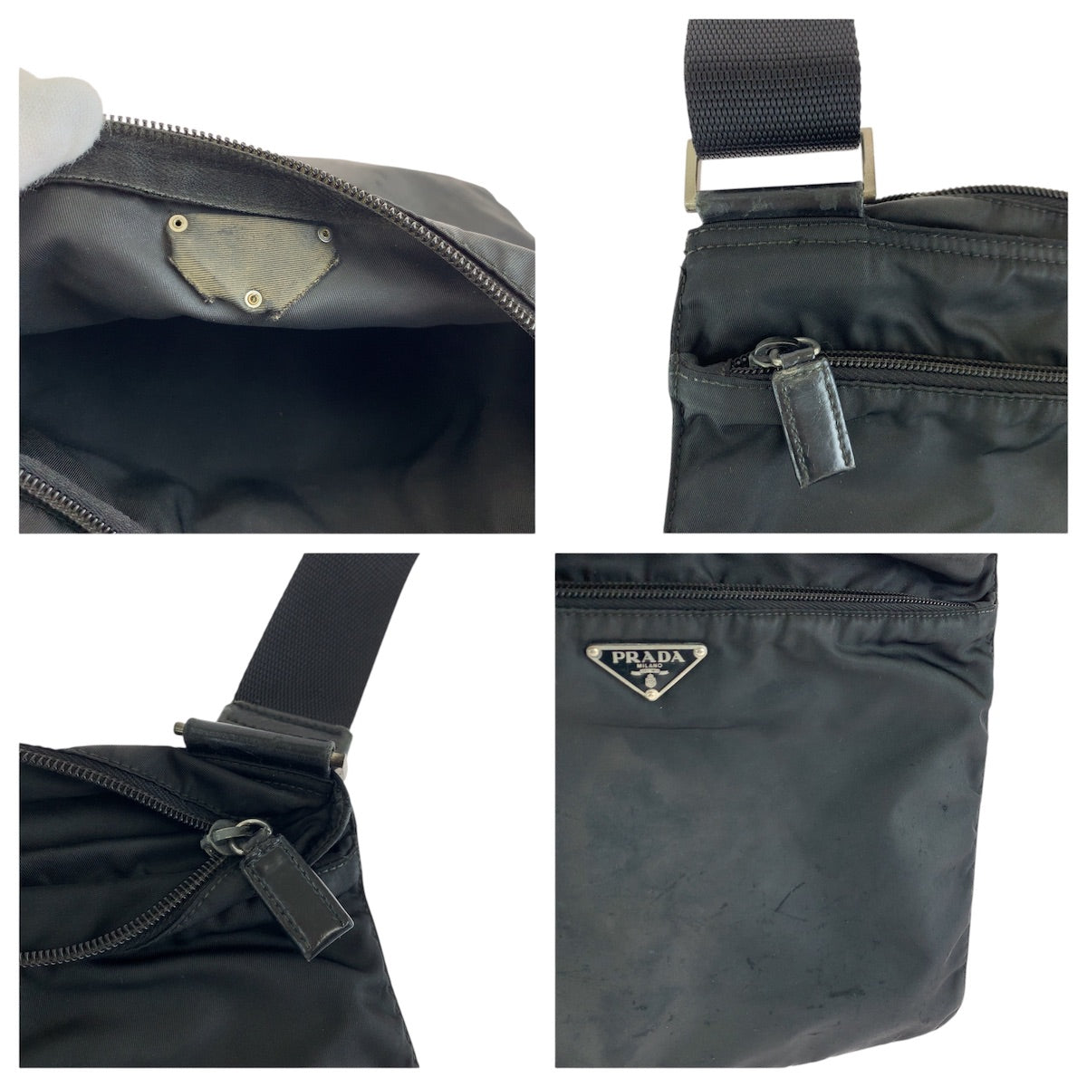 23519
PRADA プラダ テスート 三角ロゴプレート ブラック 黒 シルバー金具 ナイロン ショルダーバッグ メッセンジャーバッグ レディース AB30