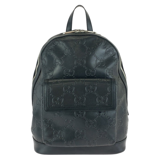 23520
GUCCI グッチ GGエンボス ブラック 黒 シルバー金具 レザー 658579 リュックサック バックパック メンズ AB