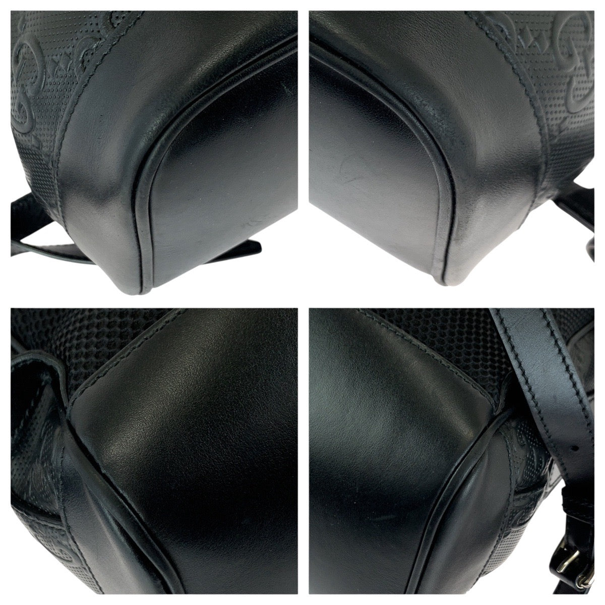 23520
GUCCI グッチ GGエンボス ブラック 黒 シルバー金具 レザー 658579 リュックサック バックパック メンズ AB