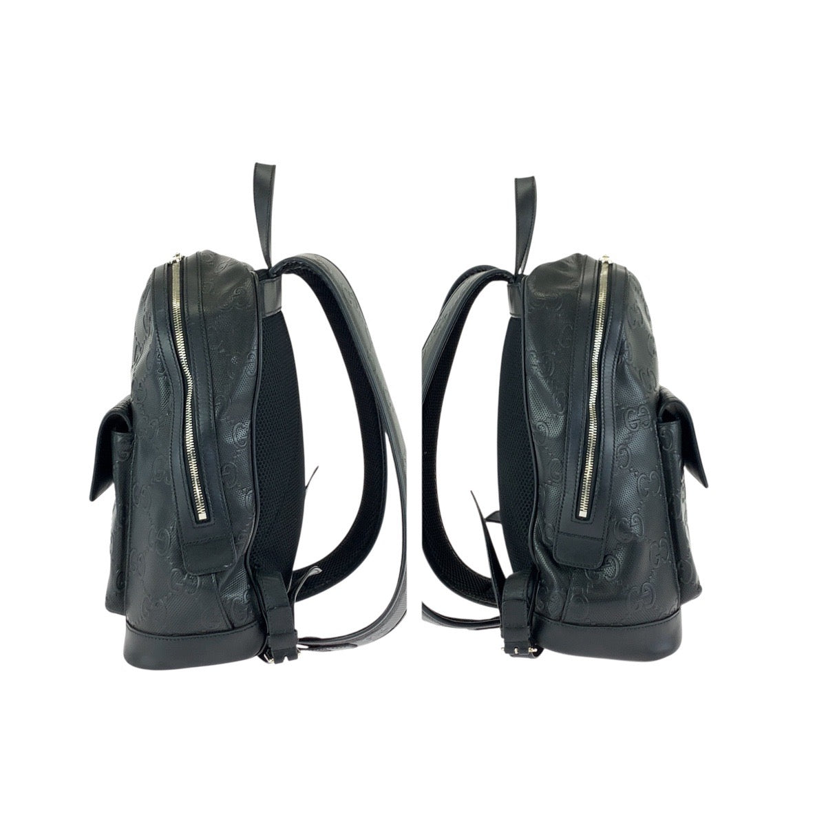 23520
GUCCI グッチ GGエンボス ブラック 黒 シルバー金具 レザー 658579 リュックサック バックパック メンズ AB