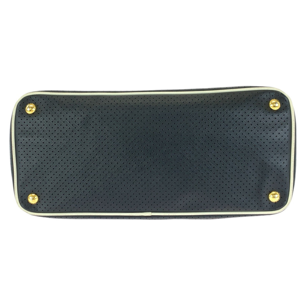 23521
PRADA プラダ サフィアーノ パンチング 三角ロゴプレート ブラック 黒 ゴールド金具 レザー トートバッグ ハンドバッグ レディース AB56