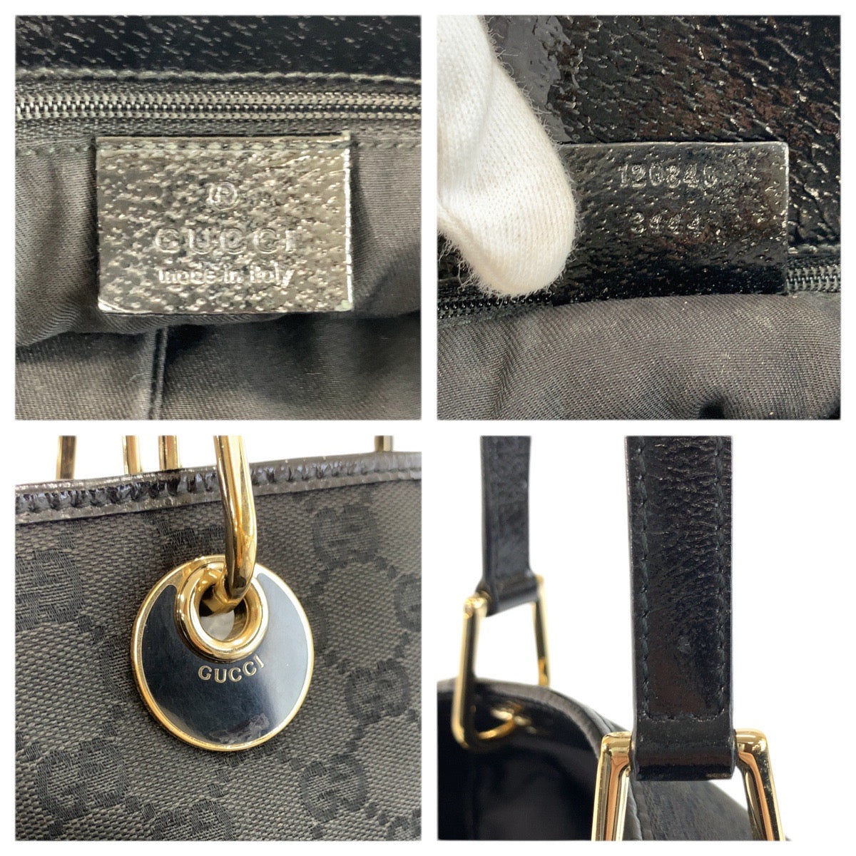 23522
GUCCI グッチ ブラック 黒 ゴールド金具 GGキャンバス 120340 トートバッグ ショルダーバッグ レディース ABP48