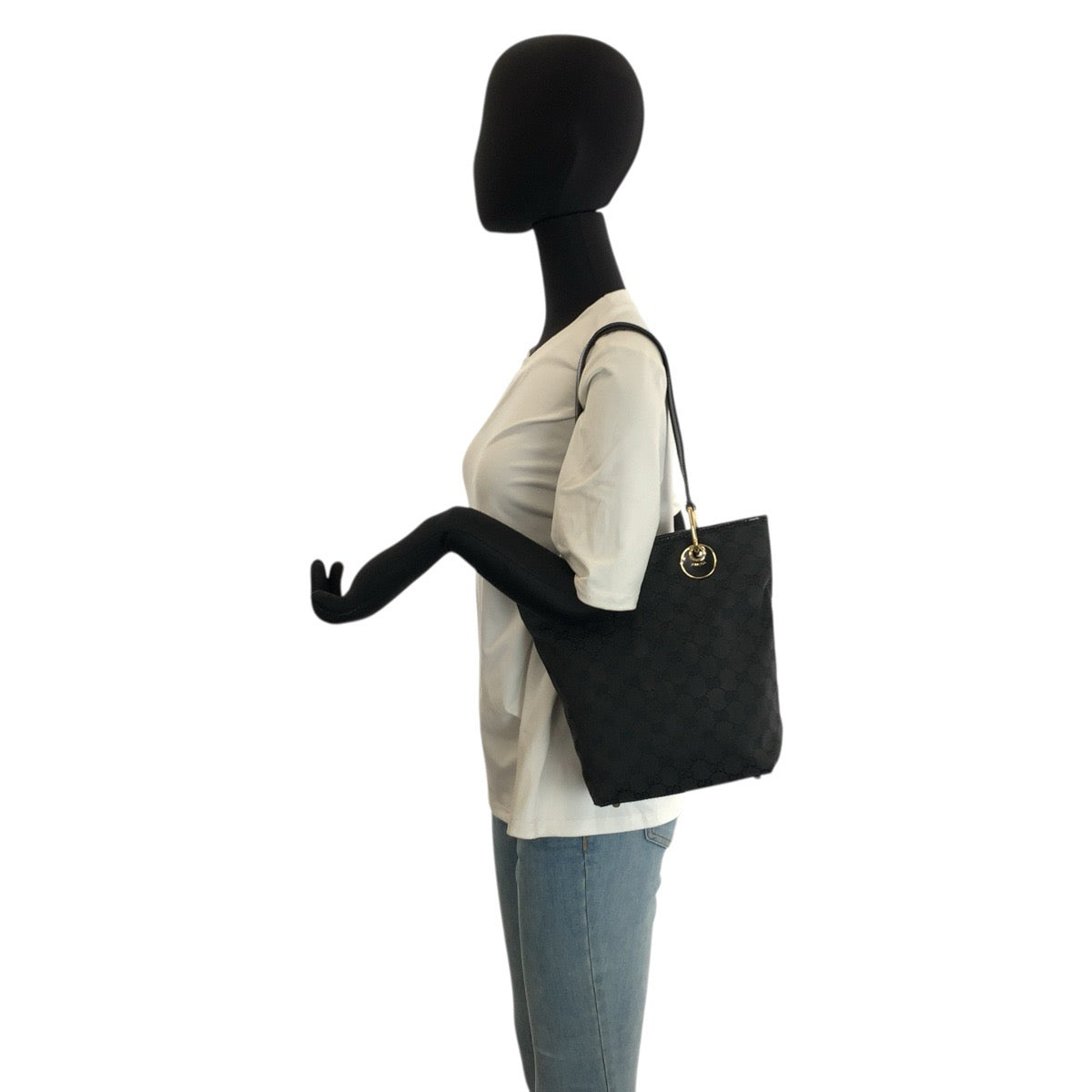 23522
GUCCI グッチ ブラック 黒 ゴールド金具 GGキャンバス 120340 トートバッグ ショルダーバッグ レディース ABP48
