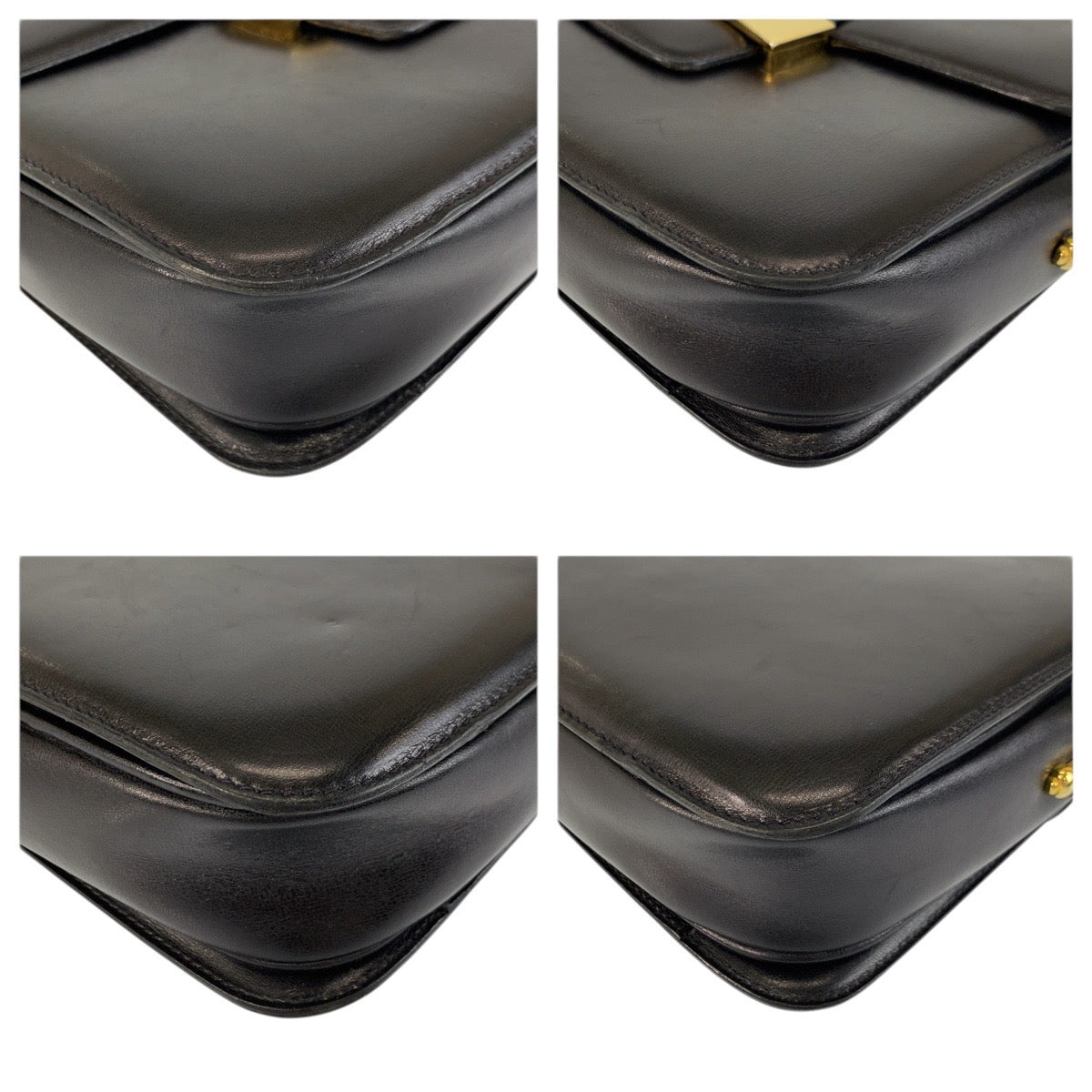 23524
CELINE セリーヌ ヴィンテージ 馬車金具 ブラック 黒 ゴールド金具 レザー ショルダーバッグ レディース ABP70
