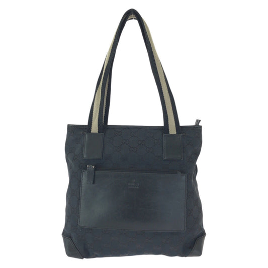 23525
GUCCI グッチ ブラック 黒 シルバー金具 GGキャンバス / レザー 019 0402 トートバッグ ショルダーバッグ レディース AB28