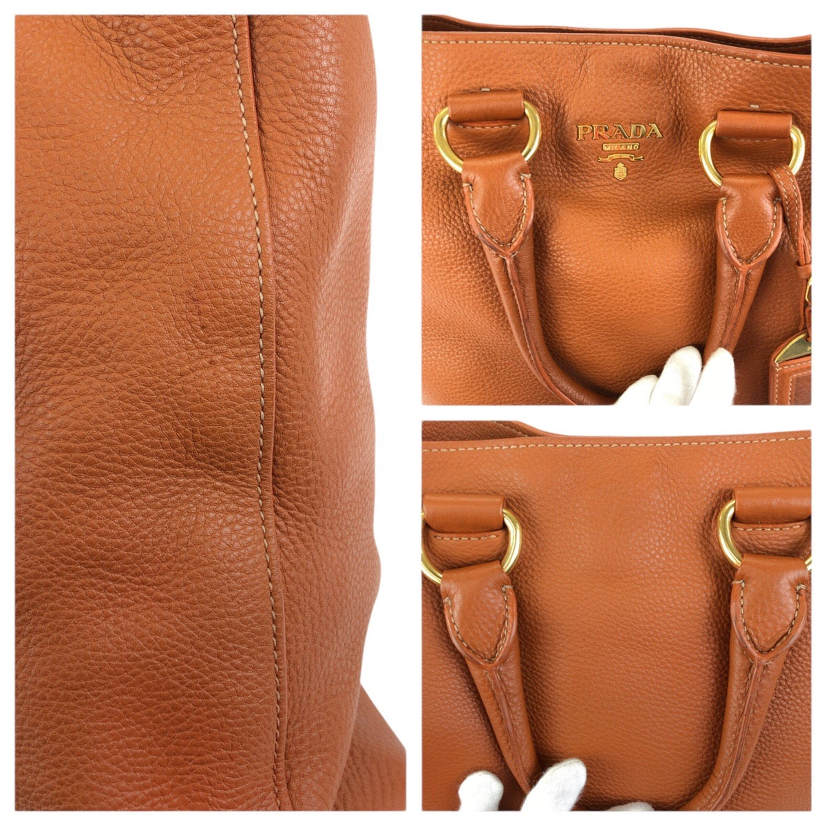 23527
PRADA プラダ ヴィッテロ ダイノ 2way ブラウン キャメル ゴールド金具 レザー トートバッグ ショルダーバッグ レディース ABP60