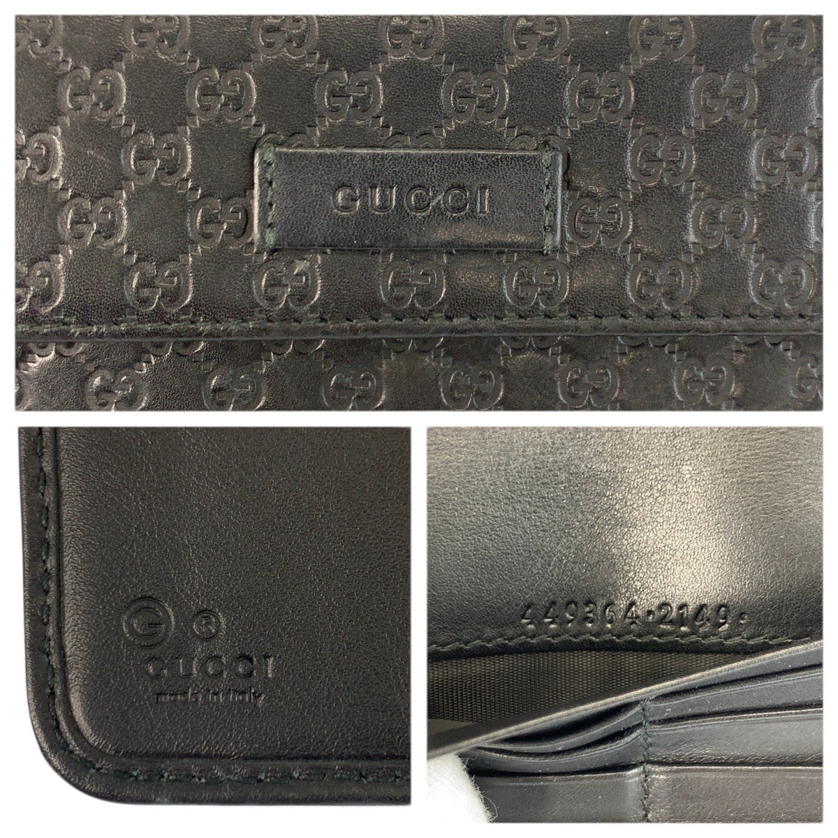 23528
GUCCI グッチ マイクログッチシマ ブラック 黒 ゴールド金具 レザー 449364 長財布 ロングウォレット メンズ ABP28