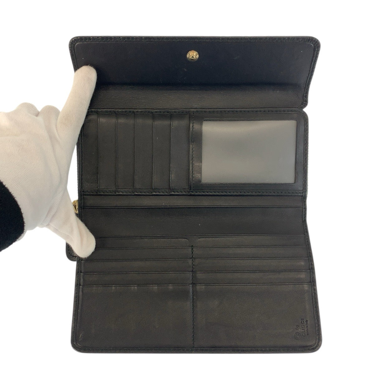 23528
GUCCI グッチ マイクログッチシマ ブラック 黒 ゴールド金具 レザー 449364 長財布 ロングウォレット メンズ ABP28
