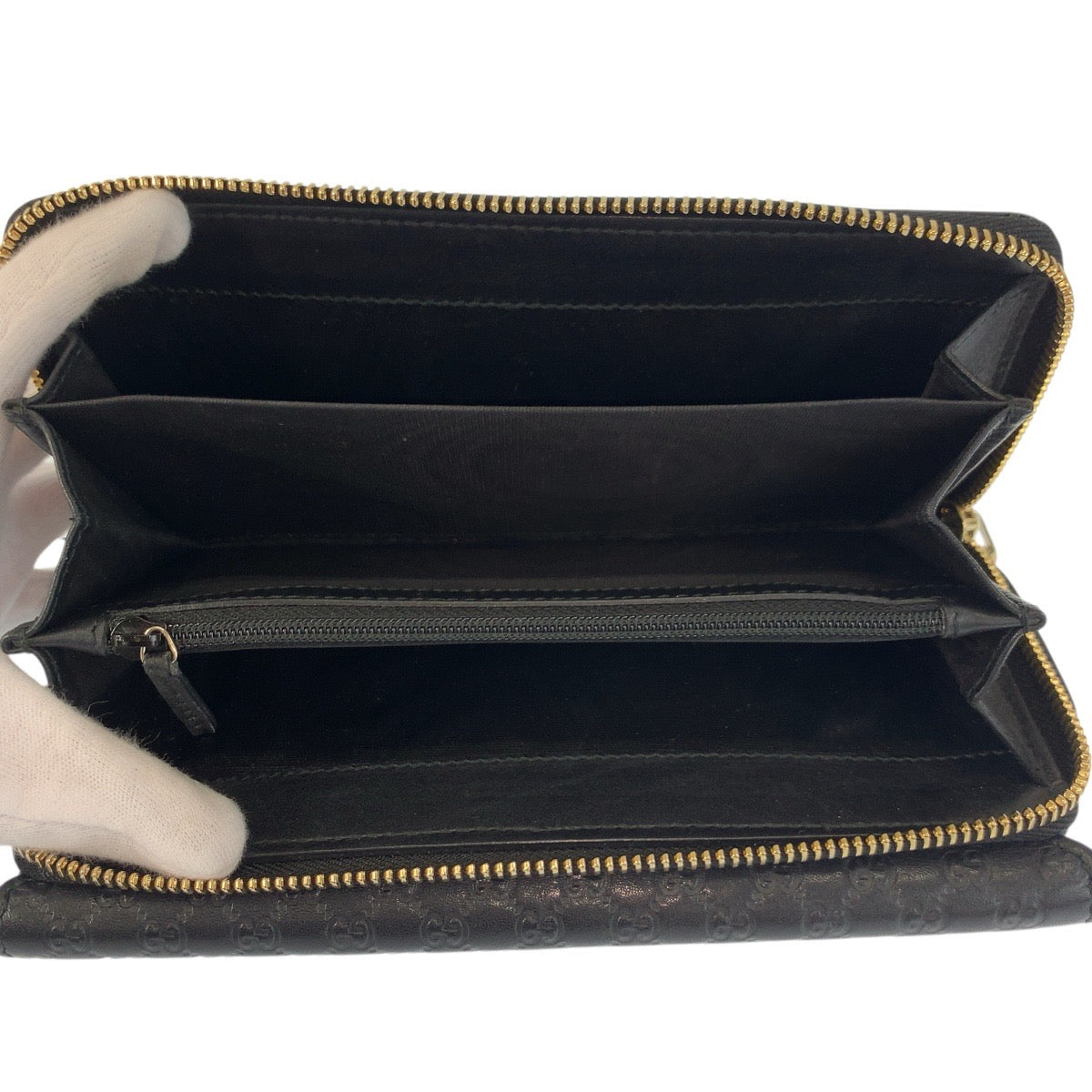 23528
GUCCI グッチ マイクログッチシマ ブラック 黒 ゴールド金具 レザー 449364 長財布 ロングウォレット メンズ ABP28