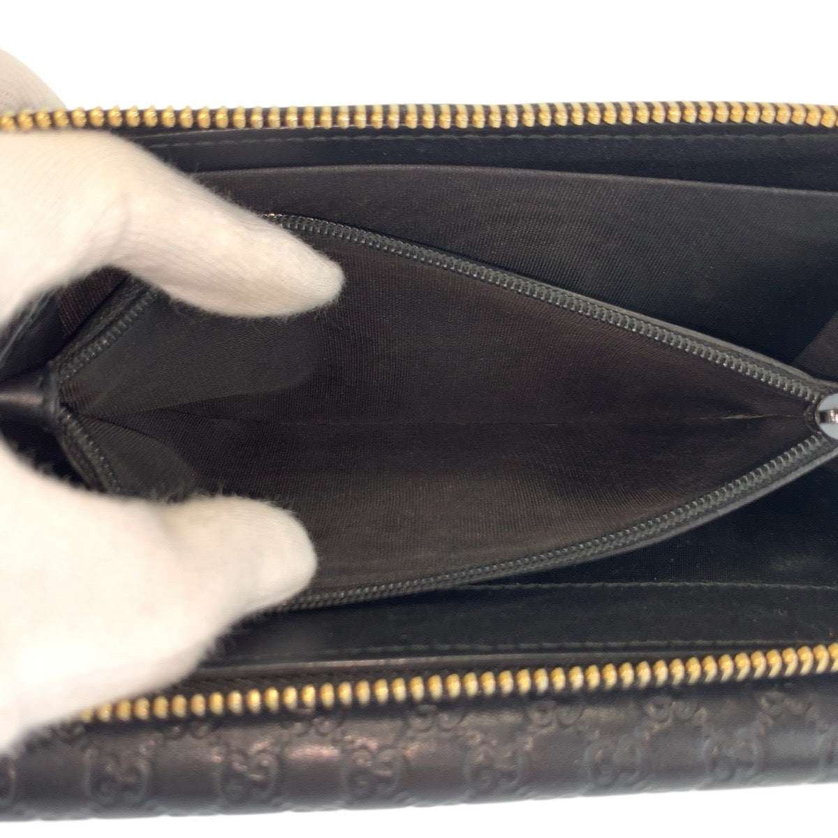 23528
GUCCI グッチ マイクログッチシマ ブラック 黒 ゴールド金具 レザー 449364 長財布 ロングウォレット メンズ ABP28