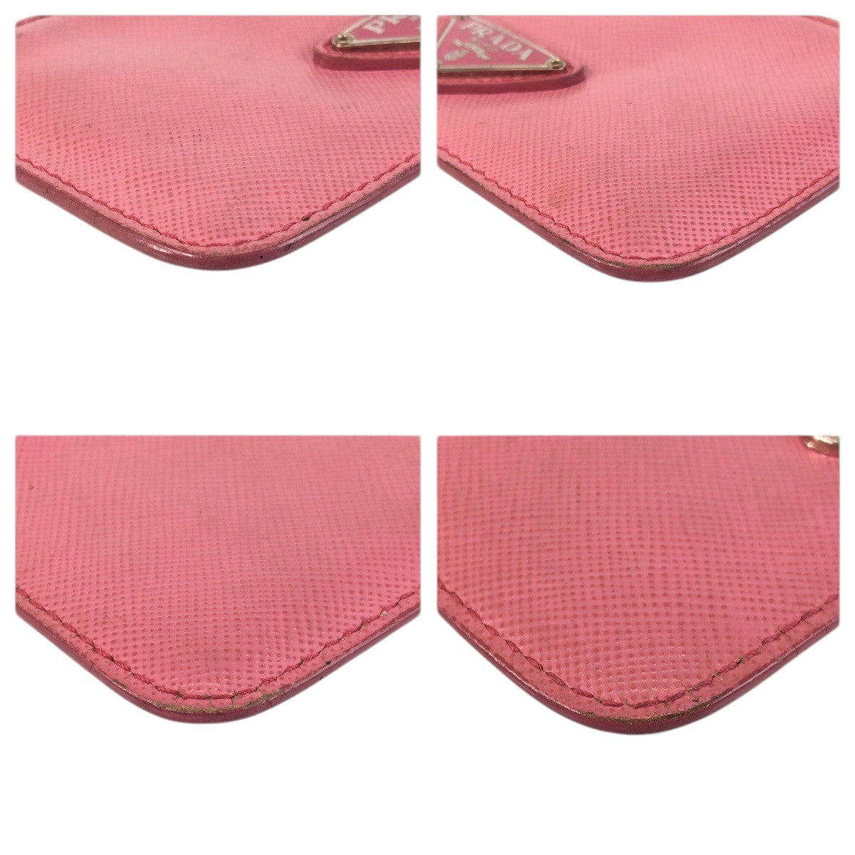 23529
PRADA プラダ サフィアーノ 三角ロゴプレート ピンク シルバー金具 レザー コインケース 小銭入れ レディース AB9