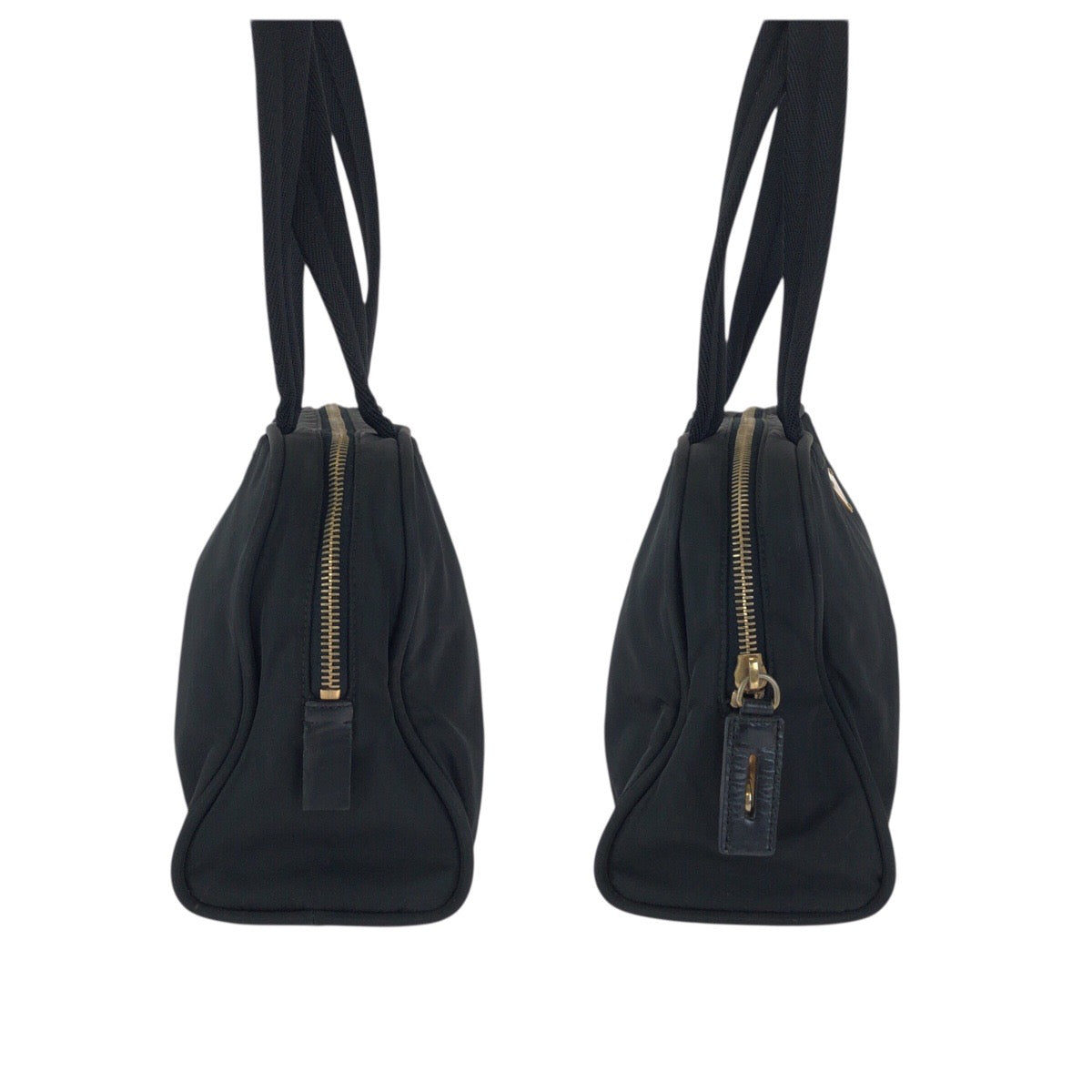 23531
PRADA プラダ テスート 三角ロゴプレート ブラック 黒 ゴールド金具 ナイロン トートバッグ ミニボストンバッグ レディース A56