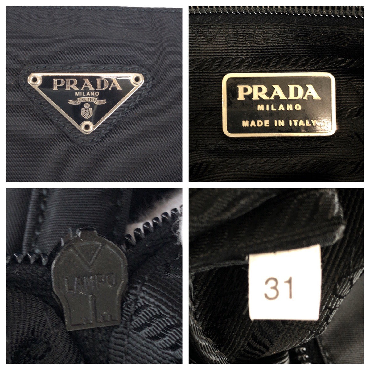 23532
PRADA プラダ テスート 三角ロゴプレート ブラック 黒 シルバー金具 ナイロン トートバッグ ハンドバッグ レディース A46