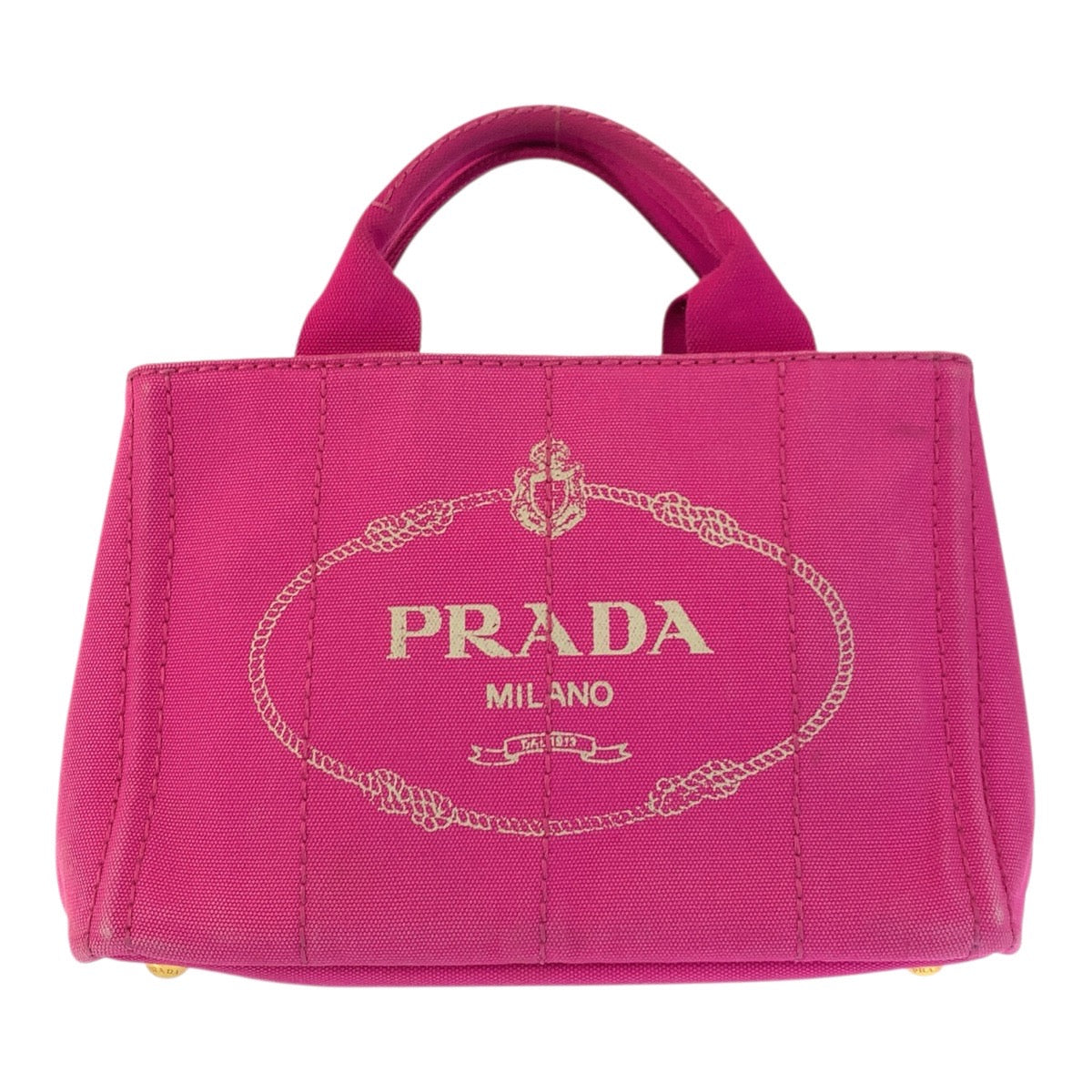 23533
PRADA プラダ カナパ 三角ロゴプレート ピンク ゴールド金具 キャンバス ハンドバッグ トートバッグ レディース AB46