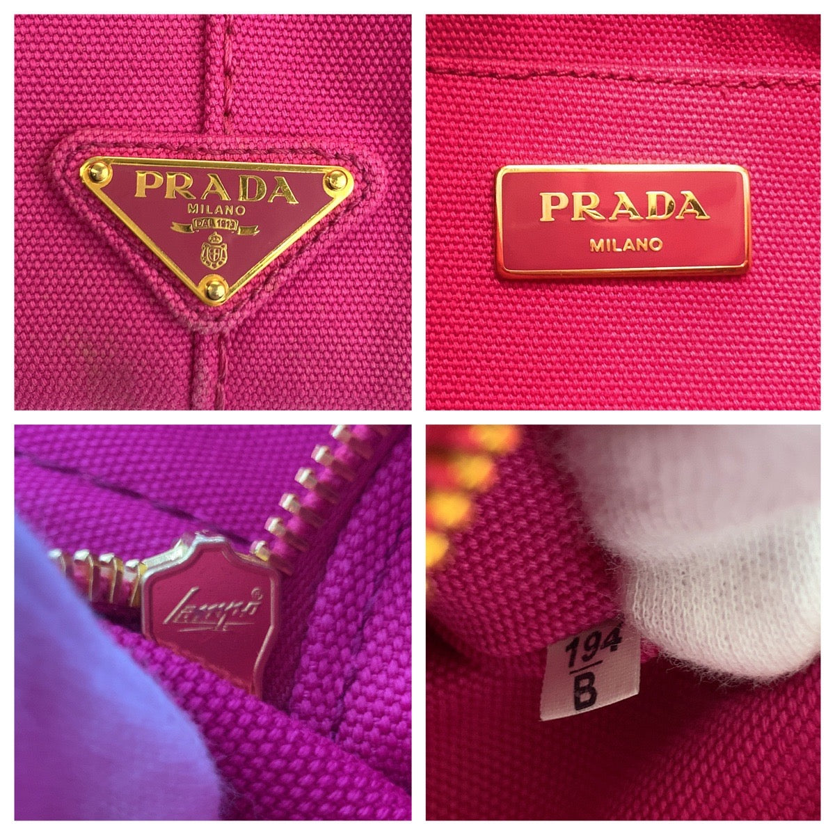 23533
PRADA プラダ カナパ 三角ロゴプレート ピンク ゴールド金具 キャンバス ハンドバッグ トートバッグ レディース AB46