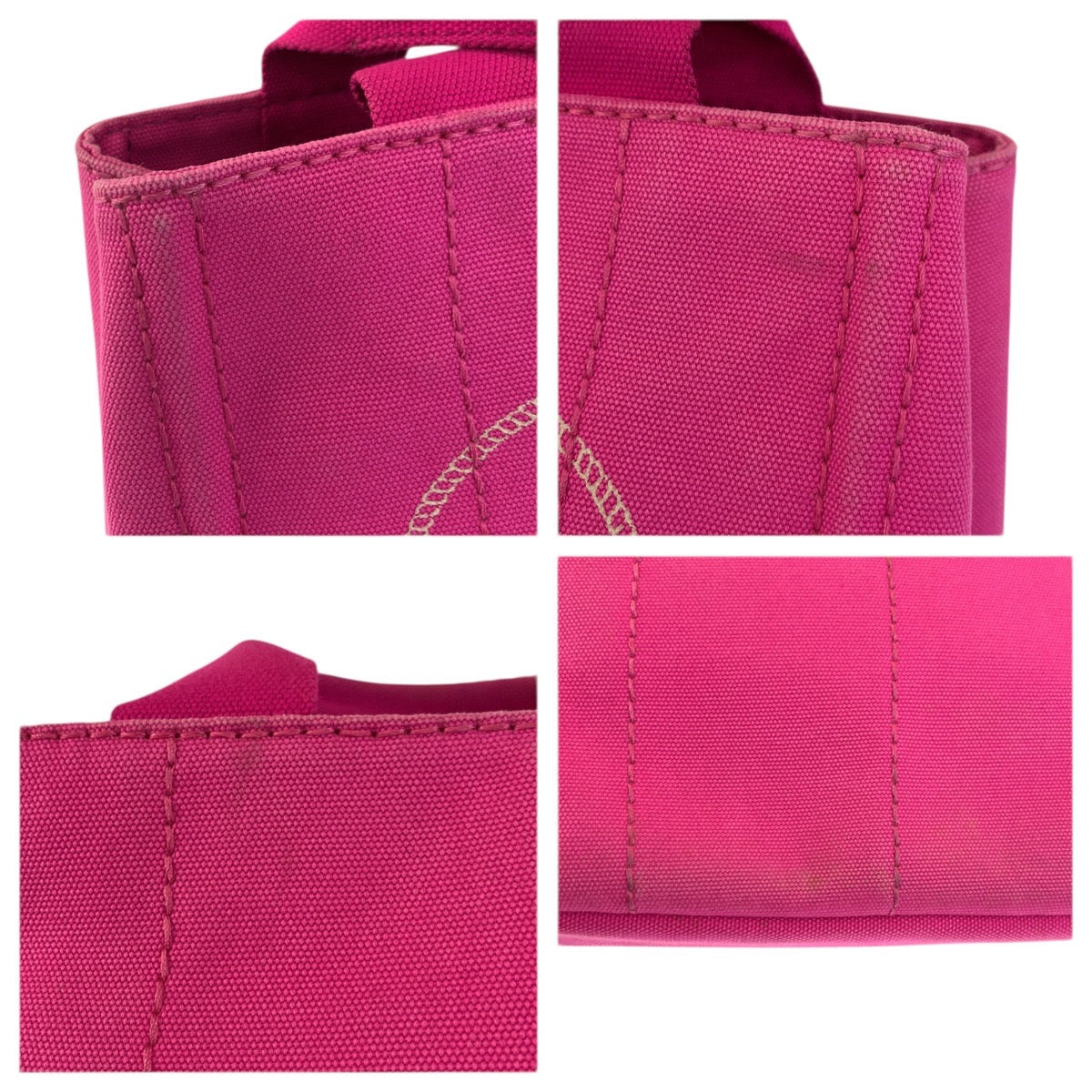 23533
PRADA プラダ カナパ 三角ロゴプレート ピンク ゴールド金具 キャンバス ハンドバッグ トートバッグ レディース AB46