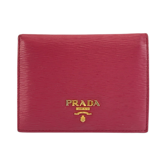 23534
PRADA プラダ サフィアーノ ロゴ ピンク ゴールド金具 レザー 折り財布 コンパクトウォレット レディース AB21