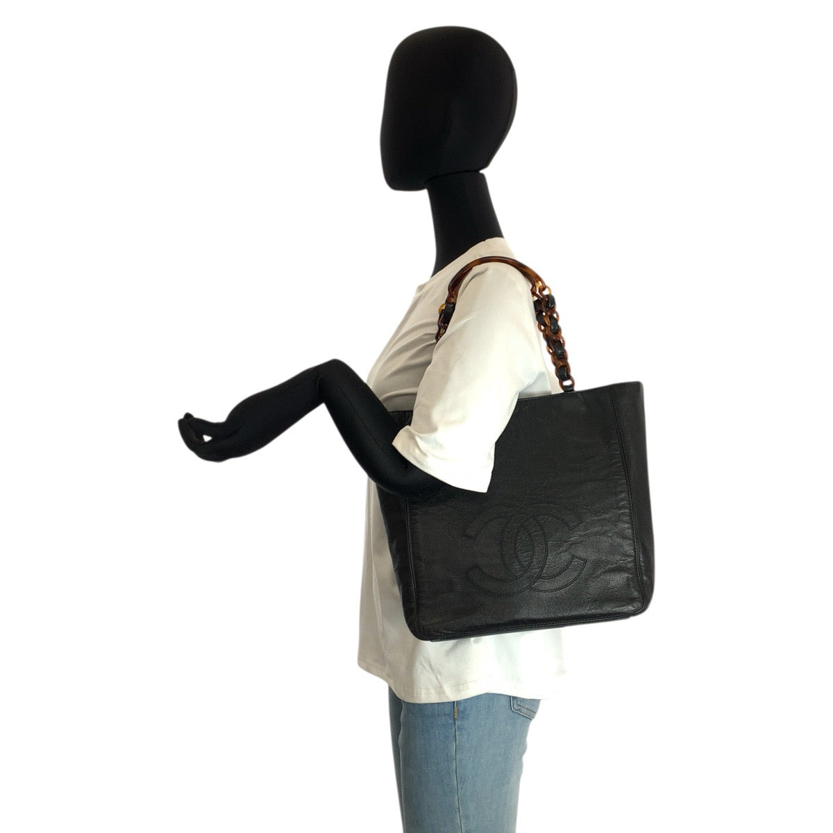 23538
CHANEL シャネル ヴィンテージ ココマーク マーブルチェーン ブラック 黒 レザー トートバッグ ショルダーバッグ レディース ABP190