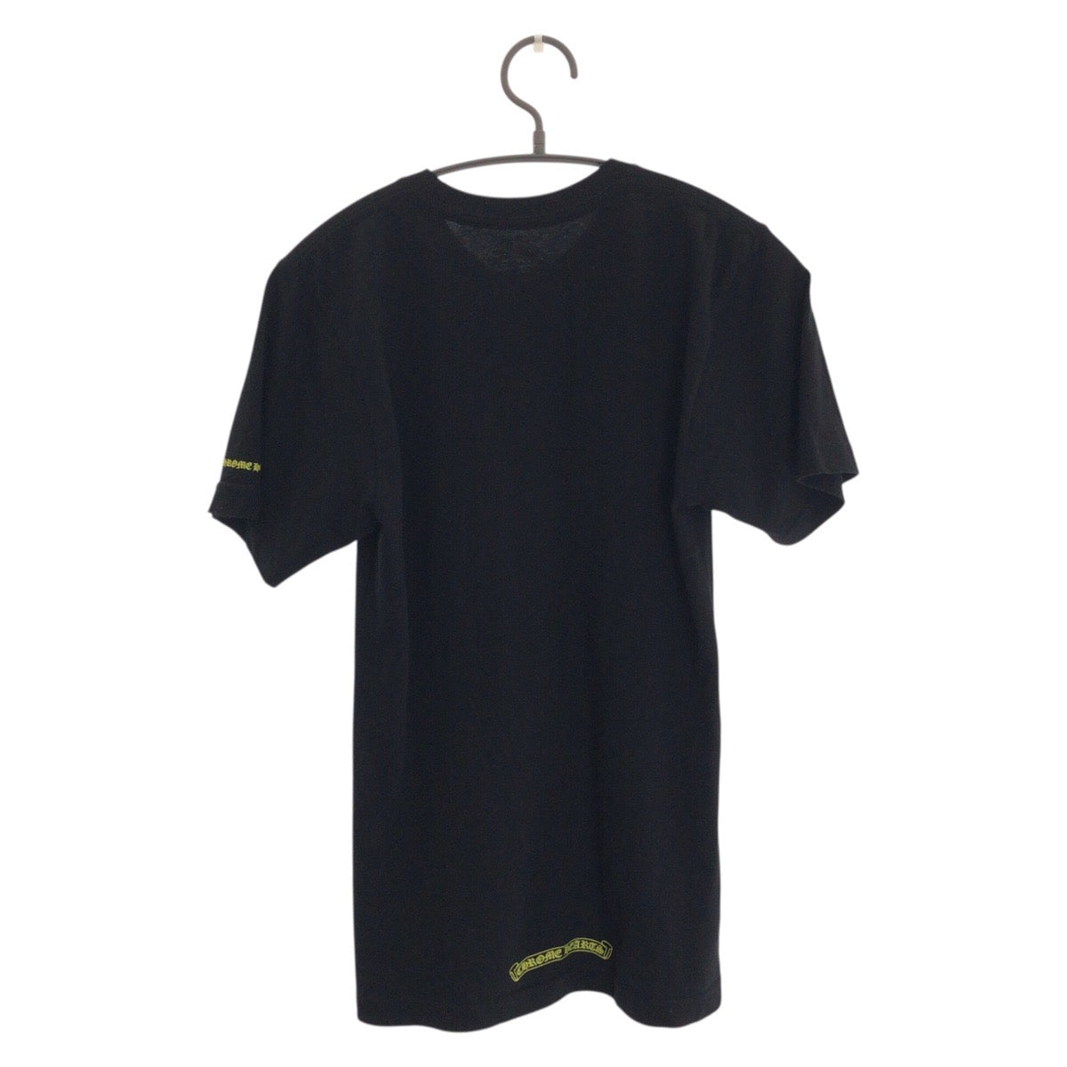 23539
CHROME HEARTS クロムハーツ ネックロゴ サイズXS ブラック イエロー コットン 半袖Ｔシャツ 男女兼用 メンズ ABP42