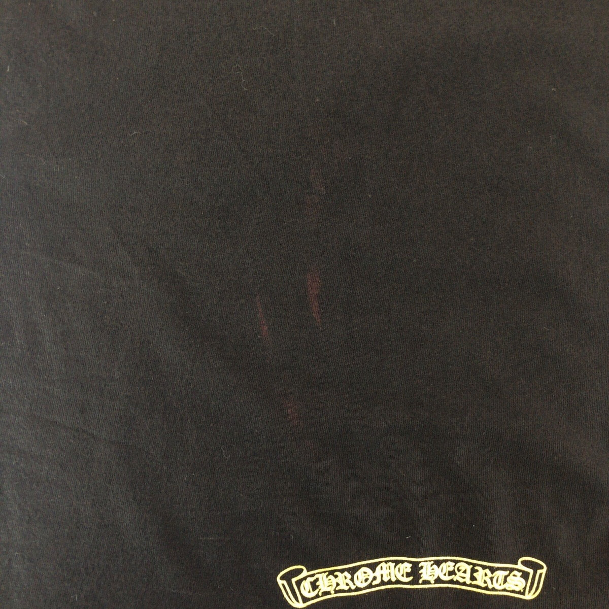 23539
CHROME HEARTS クロムハーツ ネックロゴ サイズXS ブラック イエロー コットン 半袖Ｔシャツ 男女兼用 メンズ ABP42