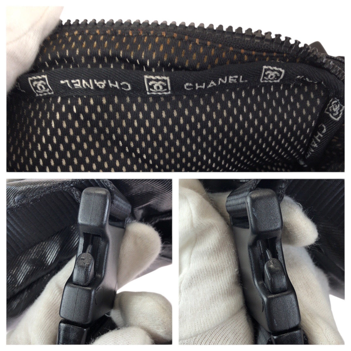 23540
CHANEL シャネル スポーツライン ココマーク ブラック 黒 シルバー金具 コーティングキャンバス ショルダーバッグ ポシェット レディース ABP70