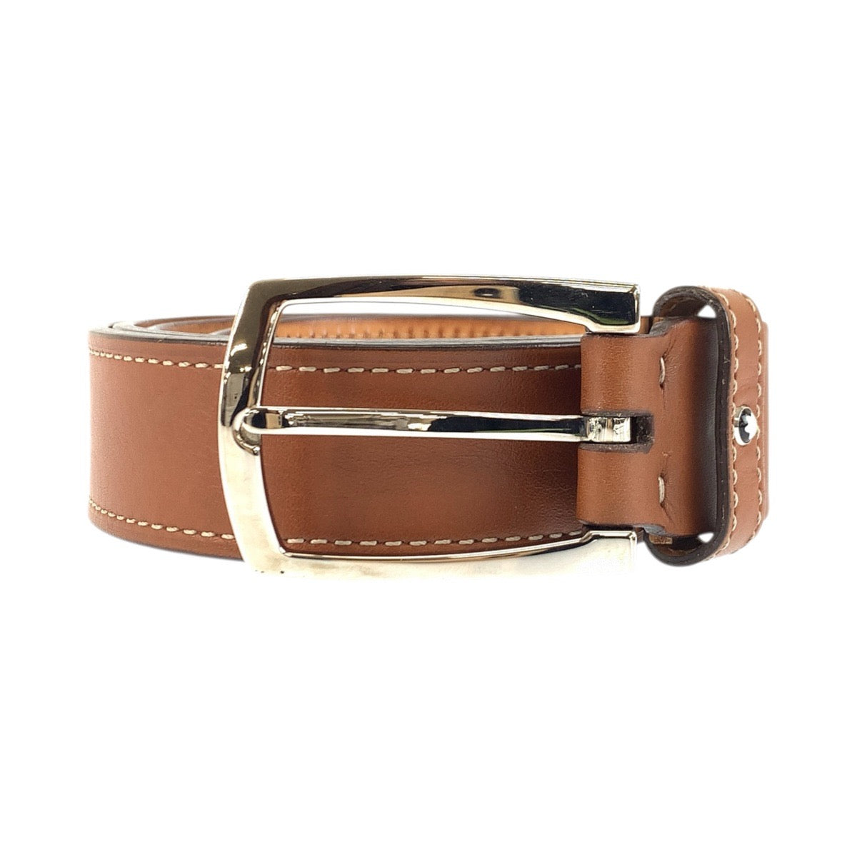 23543
MONTBLANC モンブラン 103cm ブラウン キャメル シルバー金具 レザー ベルト メンズ ABP16