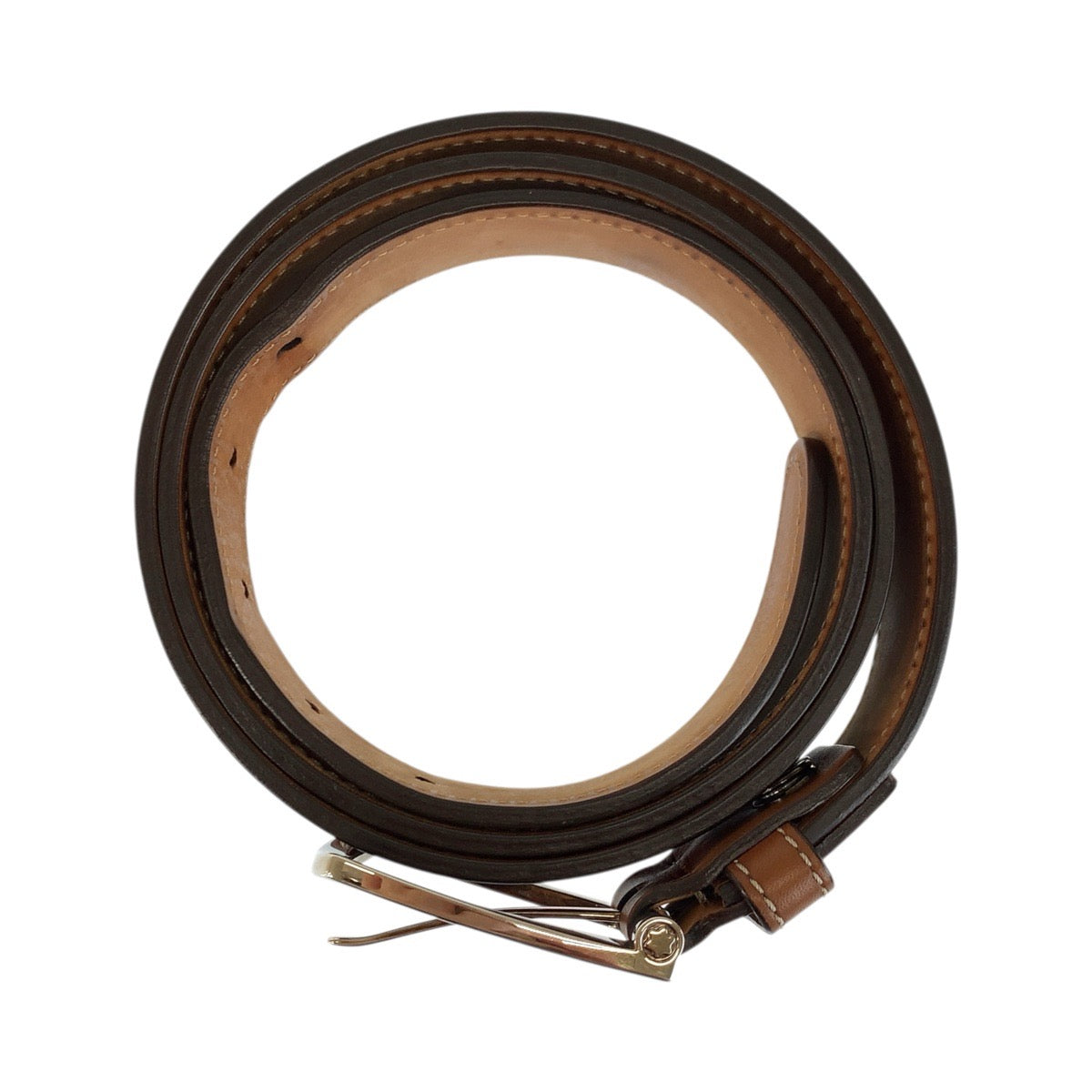 23543
MONTBLANC モンブラン 103cm ブラウン キャメル シルバー金具 レザー ベルト メンズ ABP16