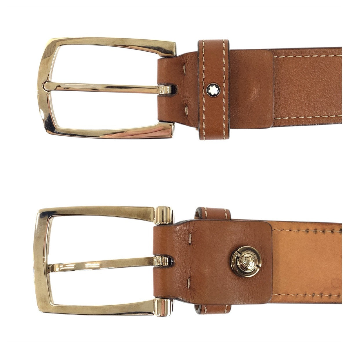 23543
MONTBLANC モンブラン 103cm ブラウン キャメル シルバー金具 レザー ベルト メンズ ABP16