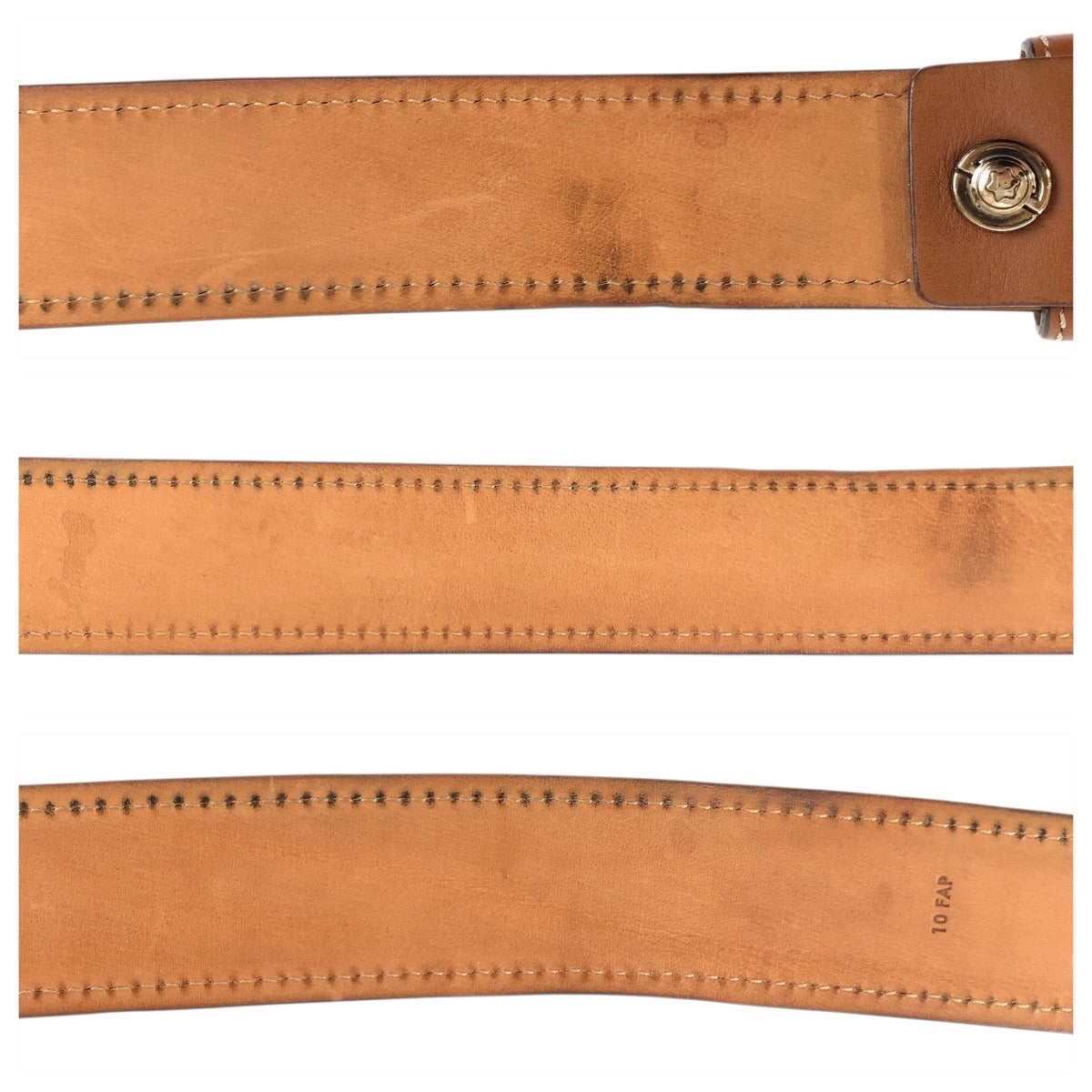 23543
MONTBLANC モンブラン 103cm ブラウン キャメル シルバー金具 レザー ベルト メンズ ABP16