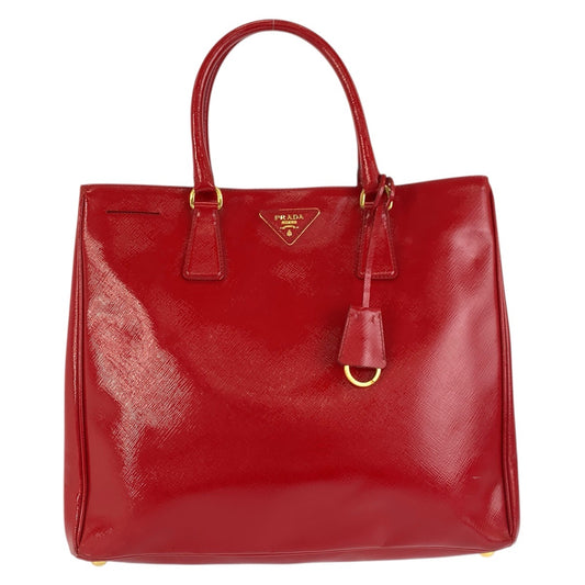 23545
PRADA プラダ サフィアーノ 三角ロゴプレート レッド ゴールド金具 レザー ハンドバッグ トートバッグ レディース ABP50